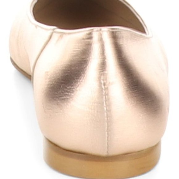 🖤NWT Bos & Co Rose Gold Fae Laminado Leather Flats - Picture 3 of 5
